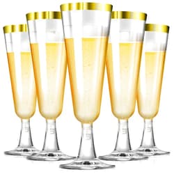 SUREHOME Champagne Flutes Plastic Champagne Glasses Disposable 100 Pack Gold Rim Mimosa Glasses Acrylic Wedding Toasting Cocktail Cups for Graduation Easter Birthday Party Supplies 2026 Decorations