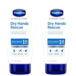 Vaseline Hand Cream, Clinical Care Dry Hands Rescue – Fragrance-Free Hand Lotion for Extremely Dry Skin Petroleum Jelly, Glycerin & Pro-Lipids, 5.1 Oz Ea (Pack of 2)