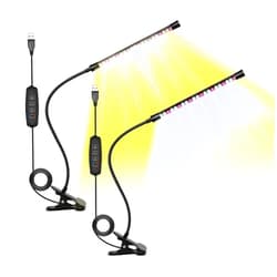 iPower Full Spectrum LED Grow Light for Indoor Plant, Clip Growing Lamp with 3 Light Modes&10 Dimmable Levels, Auto On Off Timing 6 9 12Hrs, White+Yellow