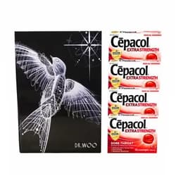 Cepacol Extra Strength Sore Throat Lozenges, Oral Pain Reliever, Cherry Flavor with Menthol, 16ct x 4 Pack (64 ct) Dr Woo Designed Customized Gift Box