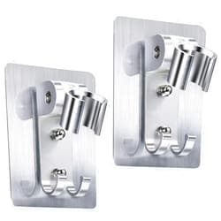 CHENGU Shower Head Holder Strong Adhesive Shower Head Wall Mounting Bracket Adjustable Shower Wand Holder with 2 Hanger Hooks No Drill Need (2)