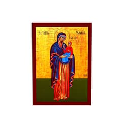 Handmade Saint Anna icon Mother of Virgin Mary, Byzantine art wall hanging of Agia Anna, Greek Handmade Orthodox icon of Saint Anne, religious gift