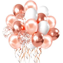 Zesliwy Rose Gold 51 Piece Set Confetti Balloons with 33 Feet Ribbon for Birthday Party Wedding Graduation Bridal Shower Decorations