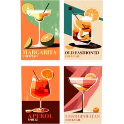 Peeua 4 Pack Paint by Numbers Kits for Adults Beginners, Cocktail Adult Paint by Number Kit on Canvas, Vintage Retro Cocktail DIY Acrylic Oil Painting for Gift Home Decor (8x12 inch)