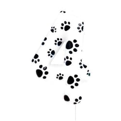 ININGER Number 4 Black White Dog Paw Birthday Candles Black Dog Paw Print Themed Birthday Candles 4th Birthday Cake Candles for Boy Girl Dog Birthday Decoration Black Dog Party Decorations Supplies