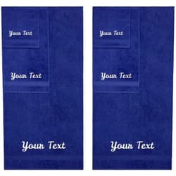 AZTEC NATURALS Personalized Towels, Hotel & Spa Quality, Super Soft, Highly Absorbent, Bathroom Sets, 100% Cotton Monogrammed towels 6 Piece Towel Set, Includes 2 Bath Towels, 2 Hand Towels, 2 Washcloths, Navy