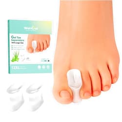 Welnove Upgraded Gel Toe Separators – 12-Pack Aloe Vera Extract Infused Silicone Toe Spacers for Straightening Overlapping Toes, Bunions, Calluses – Bunion Corrector for Men and Women (X-Large Size)