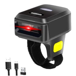 Symcode 2D Bluetooth Wireless QR Barcode Scanner,Portable Ring Wearable Finger 1D 2D Mini Bar Code Reader Scanner Suppot Screen Scanning with Bluetooth & 2.4GHz Wireless & Wired Connection Scanner