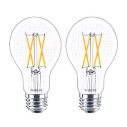 Philips LED Clear Dimmable A19 Light Bulb - Pack of 2 - EyeComfort Flicker Free - 8.8W=60W - 800 Lumen - Daylight (5000K) - E26 Base - Indoor - Title 20
