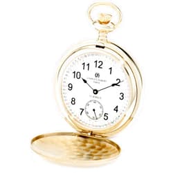 CHARLES-HUBERT PARIS Charles-Hubert, Paris 3908-GRR Premium Collection Gold-Plated Stainless Steel Satin Finish Double Hunter Case Mechanical Pocket Watch