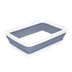 Goderewild 2.6 Gal(10L) Collapsible Dish Pans for Washing Dishes, Space Saving Multiuse Foldable Sink Tub, Kitchen Storage Tray for Outdoor Camping, Vegetable Washing, RV (Gray)