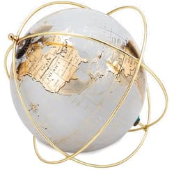 Abbott Collection 57-LONGITUDE-13 Globe in Wire Stand, White & Gold