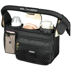 ZIOZERTT Universal Stroller Organizer with Insulated Cup Holder,Stroller Caddy Bag with Wet Wipes Pocket,Stroller Accessories Fits for Uppababy,Doona,Jogger,Britax,Mompush,BoB Strollers,Pink