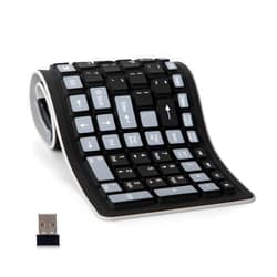 sungwoo Wireless Silicone Keyboard, 2.4GHz Wireless, Foldable Rollup Keyboard, Waterproof, Dustproof and Lightweight, Perfect for PC, Notebook, Laptop and Travel(Black)