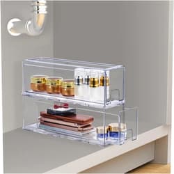 Sorbus Small Clear Stackable Storage Drawers, Plastic Storage Drawers with Handles, Craft, Clothes, Medicine, Makeup, Closet, Art Supply, Bathroom, Shoe, Toy Storage Organizer (2 Pack Wide)