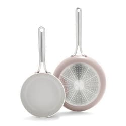 GreenPan Nova 8in and 10in 2 Piece Frying Pan Skillet Set, Healthy Ceramic Nonstick, PFAS-Free, Induction Suitable, Dishwasher and Oven Safe, Clay