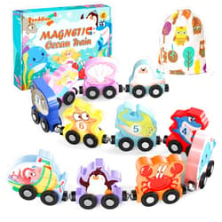 Zeoddler Toys for Toddlers, 11 Magnetic Wooden Sea Animals Train Set, Montessori Toys for Toddlers, Educational Toys for Kids, Birthday Gifts for Boys, Girls