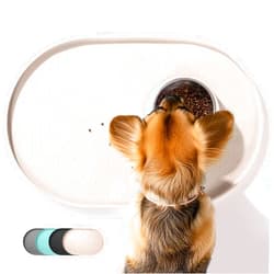 Conlun Dog Food Mat,1/2 Inch Raised Edges Cat Dog Feeding Mat,BPA-Free Silicone Pet Food Mats for Floor Waterproof,Rubber Placemats for Food and Water Bowls(Natural Tan,18.9