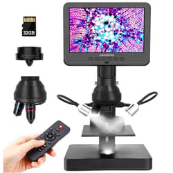 Andonstar AD246S-P HDMI Digital Microscope with 7'' Screen, 4000x 3 Lens 2160P UHD Video Record, Coin Microscope for Error Coins, Biological Microscope Kit for Adults and Kids, Prepred Slides