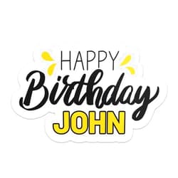 Generic Happy Birthday John Name Sticker - Waterproof Vinyl Decal for Car Bumper, Laptop, Water Bottle, Gift Box, Envelopes, Wall, and Window, Size - 3'' Longer Side