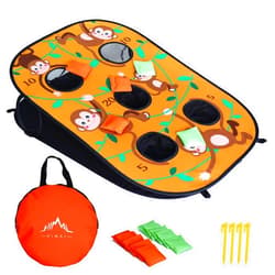 Himal Outdoors Collapsible Portable 5 Holes Cornhole Game Cornhole Set Bounce Bean Bag Toss Game with 10 Bean Bags,Tic Tac Toe Game Double Games (3 x 1-Feet, Single Board)