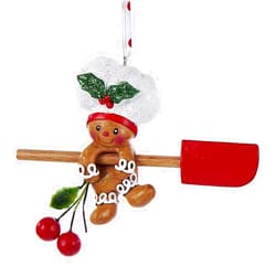 DIGS-N-GIFTS Gingerbread Chef Ornament Boy Utensil Ornament Climbing On Spatula