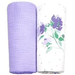 Lulu moon Muslin Swaddle Blanket Baby Receiving Blankets Neutral, 2 Pack, Lavender