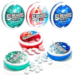 SWEETSIDE CANDY CO. Ice Breakers Hard Candy Variety Pack, Ultimate Sugar Free Mints, 6 Pack 2 of Each Flavor Includes wintergreen, coolmint, DUO strawberry, ice breakers mints Variety Pack for Fresh Breath