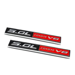 Auto Dynasty 2 x Metal Emblem Decal Logo Trim Badge 5.0L Coyote V8 Black & Red