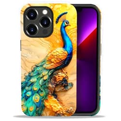 DAIZAG Compatible with iPhone 13 Pro Max Case,Noble Golden Peacock Full Pattern Plastic Soft TPU Anti-Drop,Double Protection Corner Case for iPhone 13 Pro Max