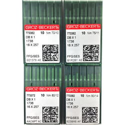 Groz-Beckert 40PCS GROZ-BECKERT Sewing Machine Ball Point Needle (JUKI DDL,Brother DB2, & More) 16X257 DBX1 Size#70/10,75/11,80/12,90/14 Each Pack Have 10PCS NEEDLS.