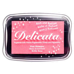 Tsukineko, Delicata, Full Size Ink Pad, Pink Shimmer