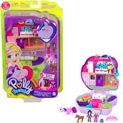 Polly Pocket Jumpin’ Style Pony Compact with Horse Show Theme, Micro Polly Doll & Friend, 2 Horse Figures (1 with Saddle & Tail Hair), Fun Features & Surprise Reveals, Great Gift for Ages 4 & Up