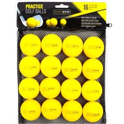 SHAUN WEBB GOLF Practice Golf Balls (16-Pack) Limited-Flight Foam Golf Balls to Improve Your Swing - Dent Resistant Yellow Golf Balls Practice - Perfect for Indoors, Basement & Backyard. Perfect for Men and Kids.