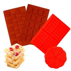 LIUCONGBD Silicone Waffle Moulds, 4 Rectangular, 1 Heart, 18 Round Mini, 20 Rectangular Mini, Non-Stick, BPA-Free, Reusable, Temperature Safe -40 to +446F