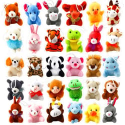 Laxdacee 32 Piece Mini Plush Animal Toy Set, Cute Small Animals Plush Keychain Decoration for Themed Parties, Kindergarten Gift, Teacher Student Award, Goody Bags Filler for Boys Girls Child Kid Laxdacee