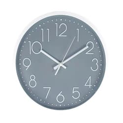Tebery 12-inch Silent Round Wall Clock White Frame Silver Face Quartz Battery Operated Decorative for Living Room Home Office School