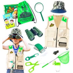 ESSENSON Outdoor Explorer Kit & Bug Catcher Kit with Vest, Outdoor Toy Gift for 3 4 5 6 7 8+ Year Old Boys Girls Kids Binoculars, Magnifying Glass, Butterfly Net, Camping, Adventure