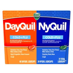 Vicks DayQuil & NyQuil LiquiCaps, Cough, Cold & Flu Relief, Sore Throat, Fever, & Congestion Relief, Day & Night Relief, 72 LiquiCaps (48 DayQuil, 24 NyQuil)