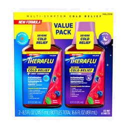 Theraflu Severe Cold and Cough Nighttime and Daytime Cough and Cold Medicine, Berry Flavor - 8.3 Fl Oz Syrup x 2