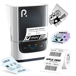 POLONO PM220S Label Maker Machine with Tape, 2 Inch Bluethooth Portable Thermal Label Printer for Small Business, Office, Home, Address, Logo Label, Sticker Printer for Phone/Tablet/PC, White