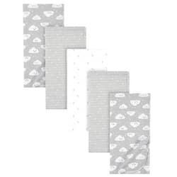 Gerber Boys and Girls Newborn Infant Baby Toddler Nursery 100% Cotton Flannel Receiving Swaddle Blanket, Clouds Grey, 5-Pack