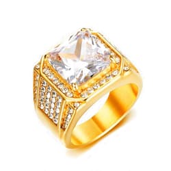 MIVEIVIA ICED OUT Big Cube CZ diamond Ring for men Wedding Rings for Men ring Hip Hop Stainless Steel ring Radiant Rings Bling Iced Out Jewelry Punk Ring Club ring Heavy Metal ring Party