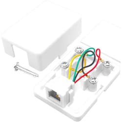 NECABLES Phone Jack Surface Mount Single Port Telephone Jack Box 4 Screw Terminals to 1 RJ11 6P4C Female White