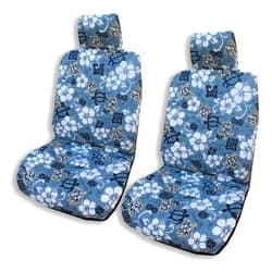 Winnie Fashion Made in Hawaii, Gray Aloha Honu Lucky Turtle Separate Headrest Hawaiian Car Seat Cover - Set of 2