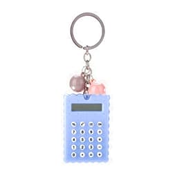 Serounder Mini Calculator, Portable Pocket Candy Color PVC 8 Digits Electronic Calculator with Silicone Buttons and Keychain Buckle for Children Students(Gray)