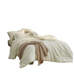 MaiRêve White King Comforter Set, Textured Design Cream Comforter King Size, Bedding Sets King 8 Pieces with Comforter, Sheets, Pillowcases & Shams 102