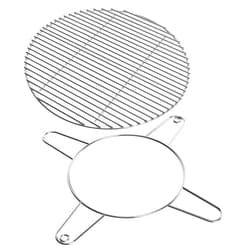 BBQration18 Half Moon Cooking Grate & KJ-XR Rack for Kamado Joe Classic, Large Big Green Egg, Stainless Steel Half Moon Cooking Grate Kit Replacement Parts for Kamado Joe KJ-HCG