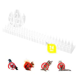 Touri Upgraded 24 Pack Clear PVC Bird Spikes Deterrent Strips, Long Paired with Short Spikes Provide Narrow Gaps to Restrict Birds from Standing and Keep Birds, Cats, Pigeons, and Other Animals Away