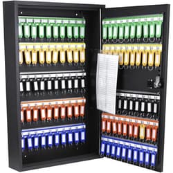 Barska Adjustable Key Cabinet Wall Mount Lock Box with Colorful Key Tag Labels for Key Storage & Organization - 100 Position - Combination Lock - Black